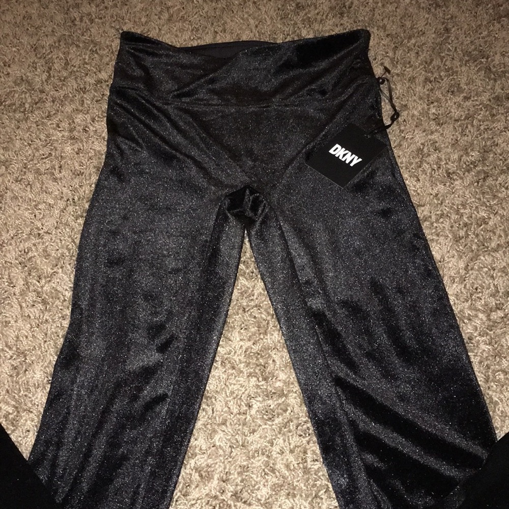 - DKNY BLACK VELVET NWT HIGH WAIST LEGGINGS size small - Picture 5 of 5